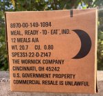 画像2: 米軍実物 ワーニック社 MREレーション/戦闘食 MENU-A 12個セット 2026年1月検品 (2)