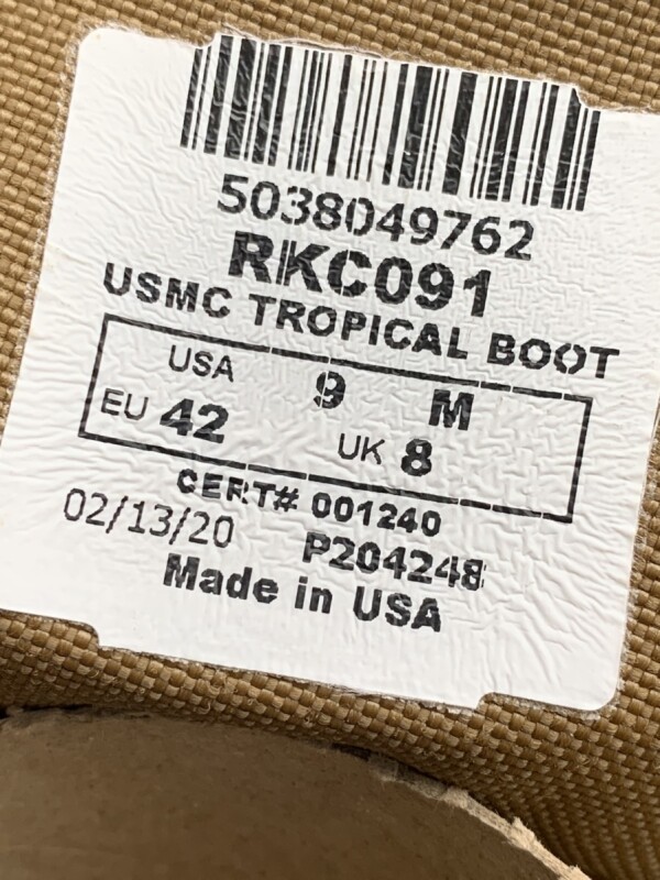 新型 !!米海兵隊実物 Rocky USMC Tropical Boot 9 M ミリタリーブーツ