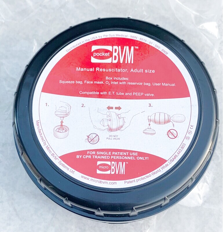 画像1: 米軍実物 Pocket BVM (Black Case) PBVM-C 手動酸素マスクSARC バルブ付手動吸入器 (1)