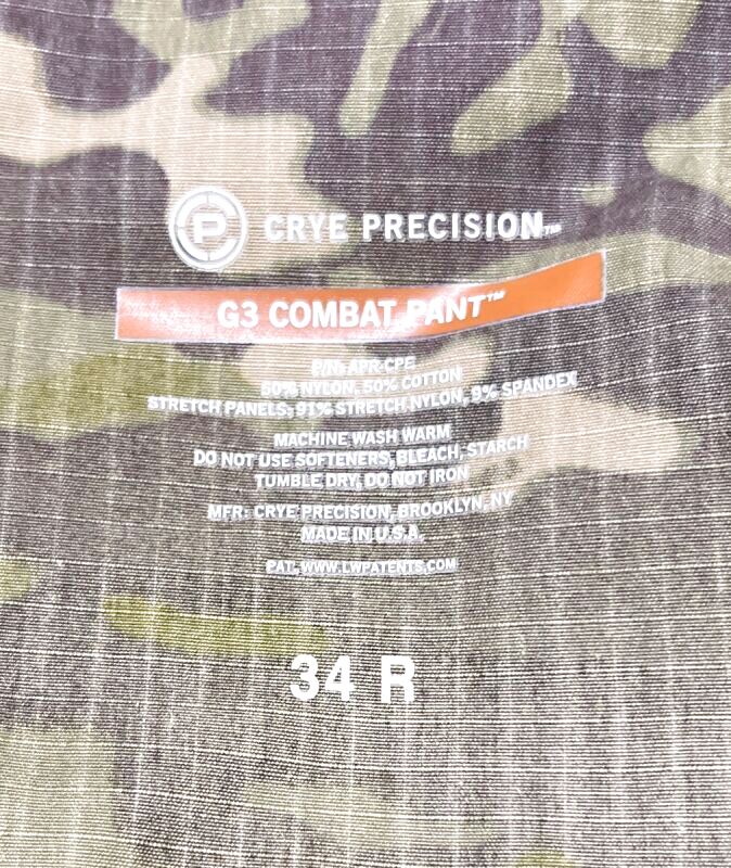 米軍実物 CRYE PRECISION G3 COMBAT PANTS Multicam TropicG3 