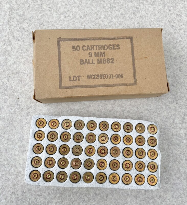 画像1: 米軍実物 50 CARTRIDGES 9mm BALL  M882 空薬莢    (1)