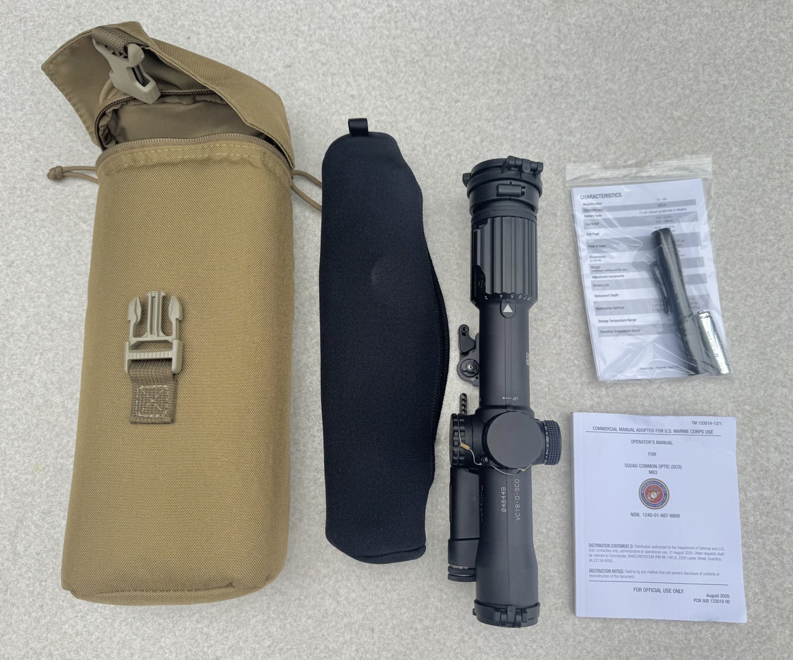 米軍実物 Trijicon USMC SCO VCOG 1-8x28mm Red MRAD Tree Reticle